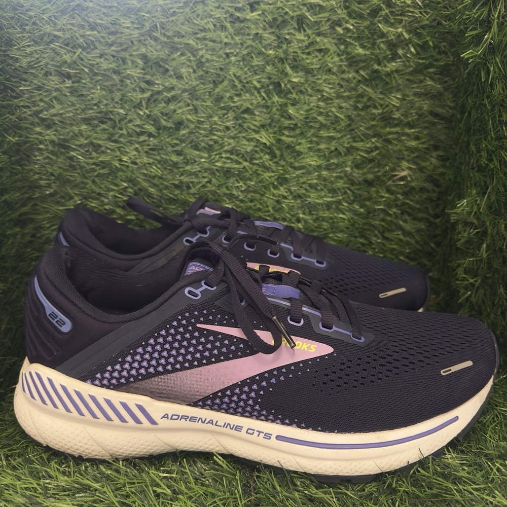 Brooks Adrenaline GTS 22 Shoes Womens Size 10.5 B Black Pink Purple Running - Picture 2 of 8